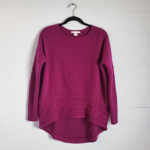 The Cashmere Project Sweater Womens M Berry Fuschia Cableknit High Low - Picture 1 of 9